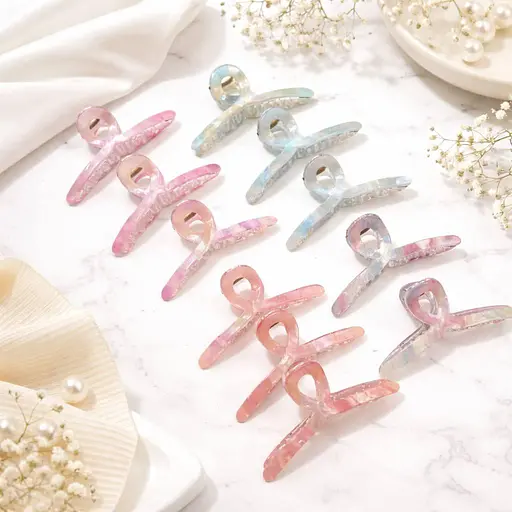 Іридцентні бантики крабіки Rainbow Pearl Bow 12 шт. - фото 1