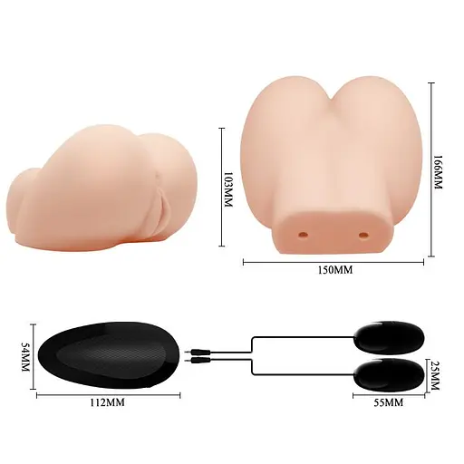 Мастурбатор с вибрацией Crazy Bull Vagina And Anal Busty Butt (телесный) - фото 6