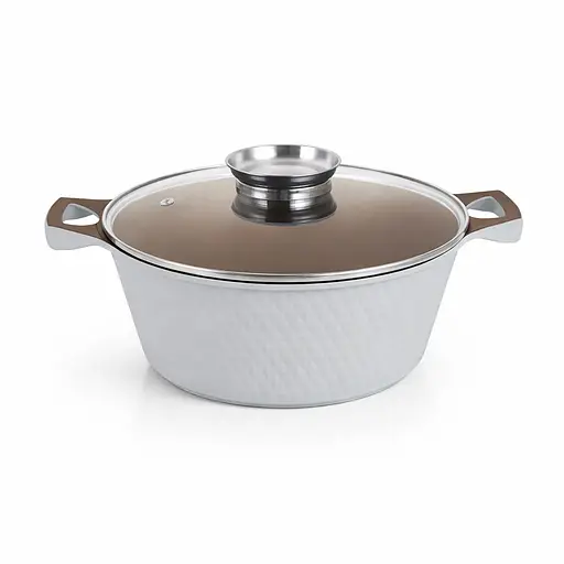 Кастрюля YS8020-I 2.0 л с антипригарным покрытием, стеклянной крышкой и индукционным дном Белая Белый 88186 - фото 1