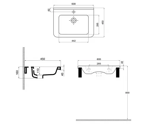 Тумба підлогова Sanwerk Ліга 60 мессина з умивальником Space Line (MV0000857) - фото 6
