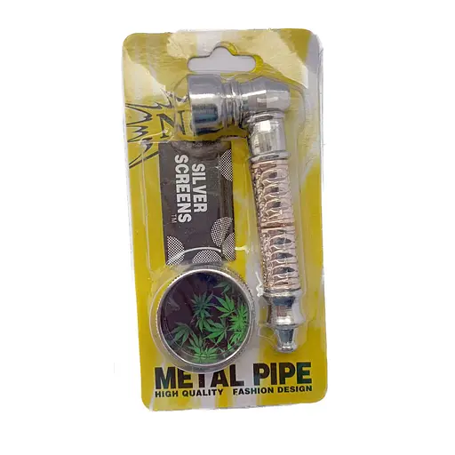 Гриндер для измельчения табака + трубка №YD-486 Silver Gold (10844) - фото 2