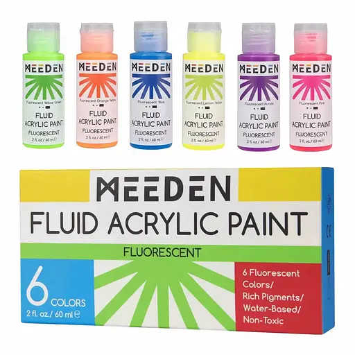 Набор жидких акриловых красок Fluid Fluorescent 6×60 мл MEEDEN - фото 2