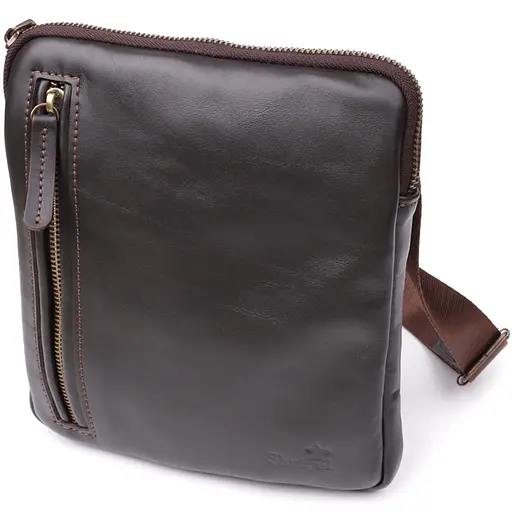 Елегантна чоловіча сумка з гладкої натуральної шкіри SHVIGEL 20х22х4 см sum0027430 - фото 11