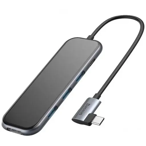 Разветвитель Baseus Multi-functional Hub (Type-C to 3xUsb3.0+HD4K+PD) серый CAHub-BZ0G - фото 1