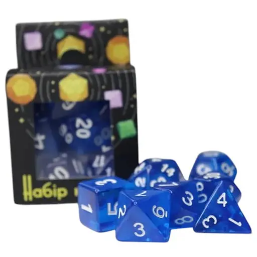 Набір кубиків Transparent 7 Dice Set - Blue , 7 шт. (g7dtran06) - фото 1