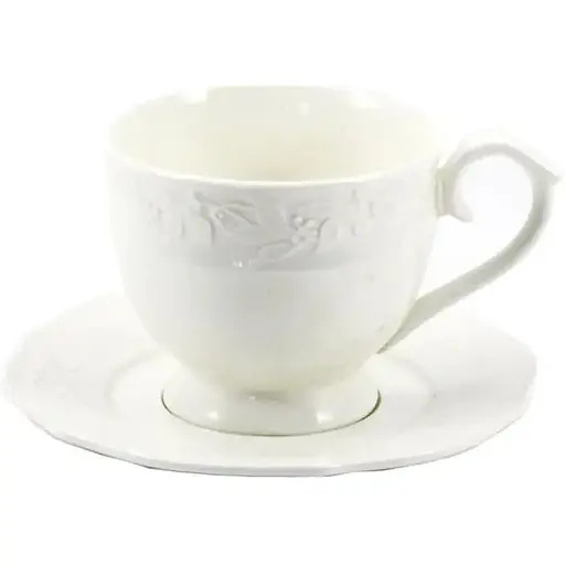 Чашка с блюдцем Interos Ника фарфоровая 300 мл белая (LTBS-C0113)