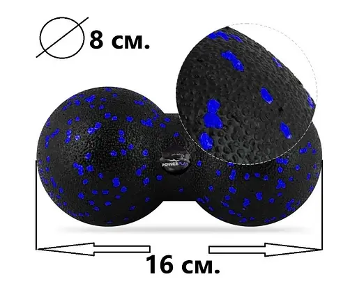 Набір для масажу та йоги PowerPlay PP_4091 EPP (2 м'ячики + валик масажер 15*5,3 см.) Blue + гумка 7,5 кг (PP_4091_Blue) - фото 6