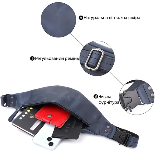 Чоловіча зручна бананка із натуральної вінтажної шкіри SHVIGEL 29х11х4,5 см sum0027468 - фото 4