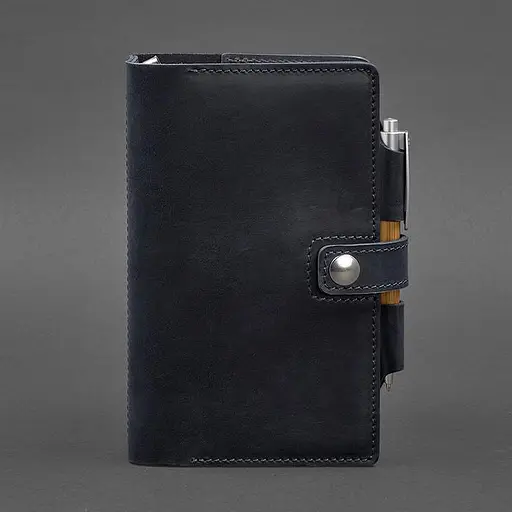 Шкіряний блокнот (Софт-бук) 4.0 темно-синій Crazy Horse - фото 6