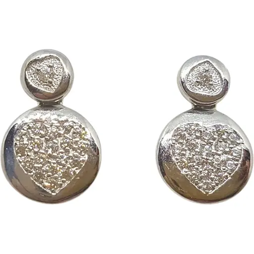 Серебряные пуссеты Лазурит Сердечки 2 в 1 с фианитами. 29055р