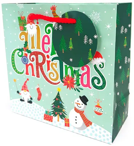 Пакет паперовий, 140 г/м², Новий Рік, матова ламінація, 16x16x7 см, 5 шт. в упаковці, GB-24008