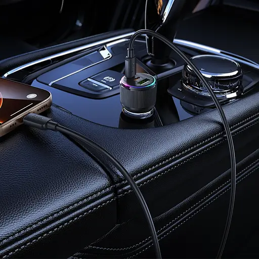 Автомобільний зарядний пристрій Hoco NZ17 USB/2 Type-C PD 75W чорний + кабель Type-C to Type-C - фото 7