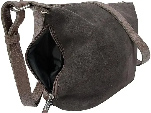 Женская сумка из натуральной кожи и замши Borsacomoda темно-коричневая sum0028738 - фото 9