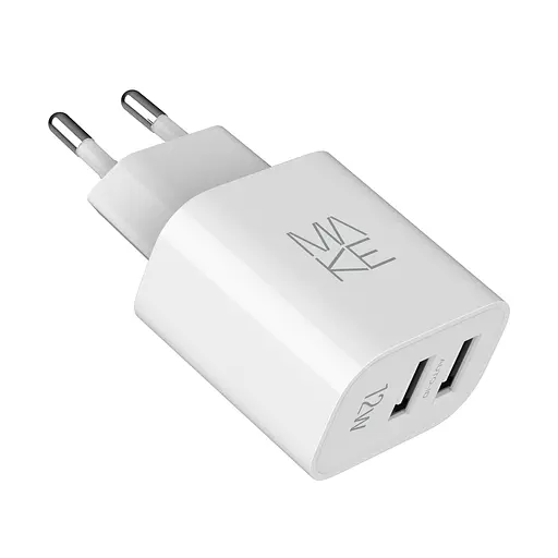 Зарядное устройство сетевое MAKE 12W 2USB 2.4A White - фото 9
