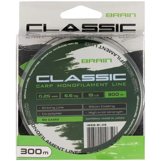 Волосінь Brain Classic Carp Line 3D (ca мo) 300 м 0.25 мм 15 lb 6.6 кг - фото 2