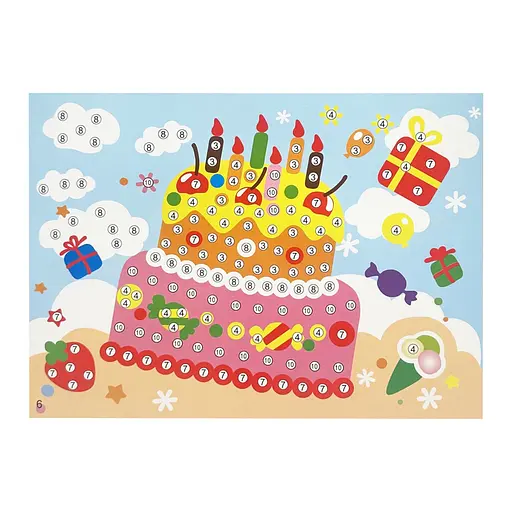 Дитяча мозаїка за номерами "Святковий торт" Bambi 13-126-20, 5 кольорів - фото 1