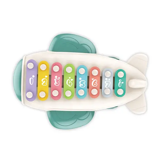 Игрушечный ксилофон 668-156 «Самолёт» - с ударными палочками, в подарочной коробке,зелёный