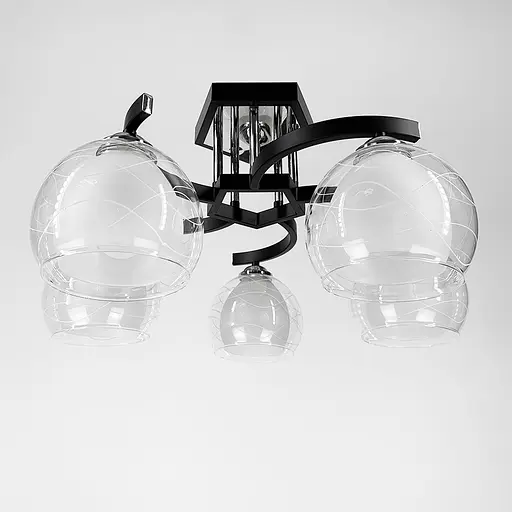 Стельова люстра в чорному корпусі на 5 подвійних плафонів Line.F 51098/5 - фото 1