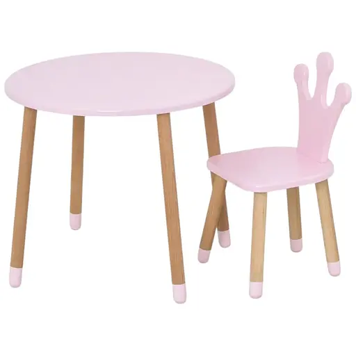 Дитячий столик Bambi 06-025R-ROUND для творчості корона зі стільчиком 60х60 см