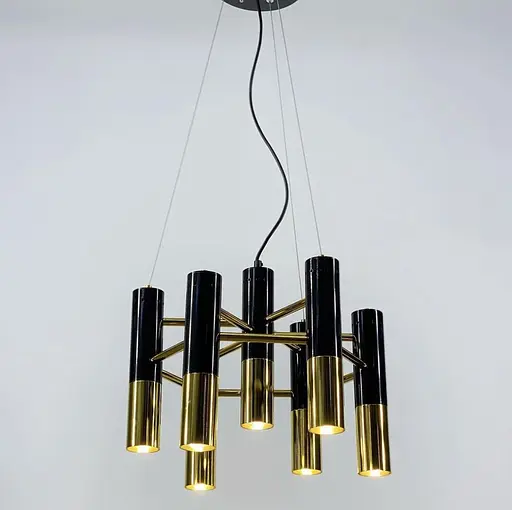 Современная люстра с комбинированным цветом корпуса: глянцевый черный и золото Line.F Количество ламп 7 - фото 3