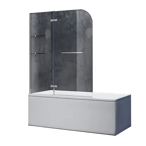 Шторки стеклянные на ванну Koer SR BS05-90x140-TR-01 прозрачное стекло Easy Clean 6 мм, хром KR5372, Универсальная, прозрачный, хром - фото 1