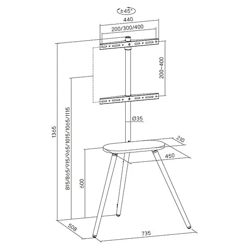 Стійка з кріпленням для телевізора OfficePro TVS226 - фото 7