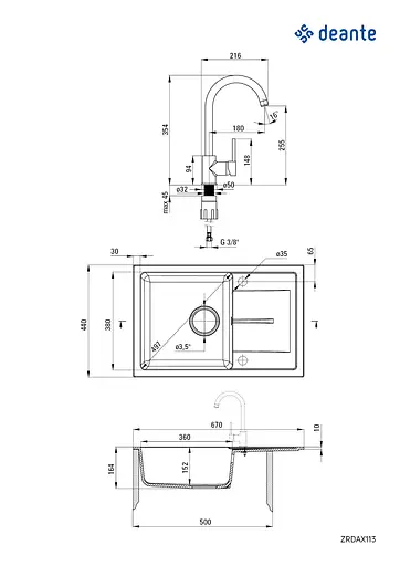 Мойка кухонная Deante Leda + смеситель BEN_262M - фото 3