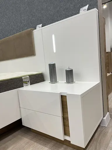 Тумби приліжкові 2 шт. з підсвіткою Perfect Home Арко / Arco з 4 шухлядами 2S/60 Білий глянець/дуб грандсон (PFH-091049) - фото 5