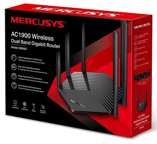 Роутер Mercusys MR50G Wi-Fi 802.11b/g/n/a 1900Mb 2 LAN 10/100/1000Mb режим точки доступу швидке налаштування безпеки - фото 3