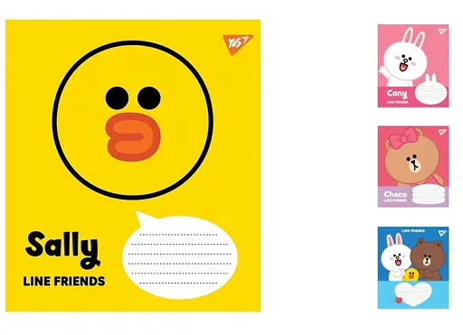 Зошити учнівські 12 аркушів лінія. YES Line Friends, 25 шт. в упаковці