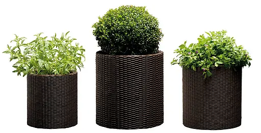 Горшок для цветов Keter 39 л Cylinder Planter Large коричневый - фото 3