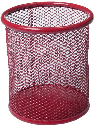 Подставка для ручек круглая, металлическая, красный