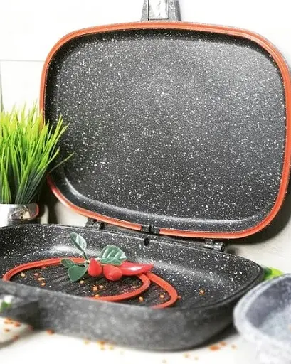 Сковорода гриль с антипригарным покрытием Edenberg EB-8138 двухсторонняя 32х25 см для стейков. - фото 3