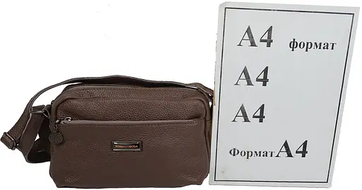 Женская кожаная сумка Borsacomoda на плечо коричневая sum0028719 - фото 10