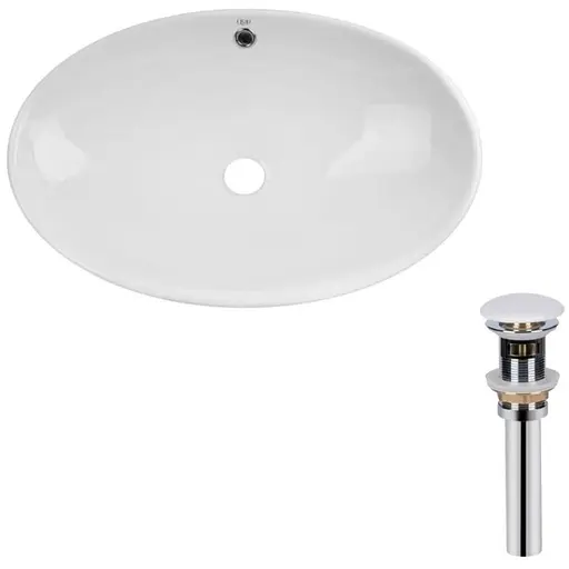 Комплект Qtap Dove: Раковина накладная овальная 635x420x150 мм White + Донный клапан PU02O (QT06113077WN47309) - фото 1