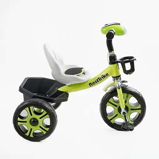 Трехколесный велосипед Best Trike BS-25084 с фарой и корзиной зеленый - фото 2