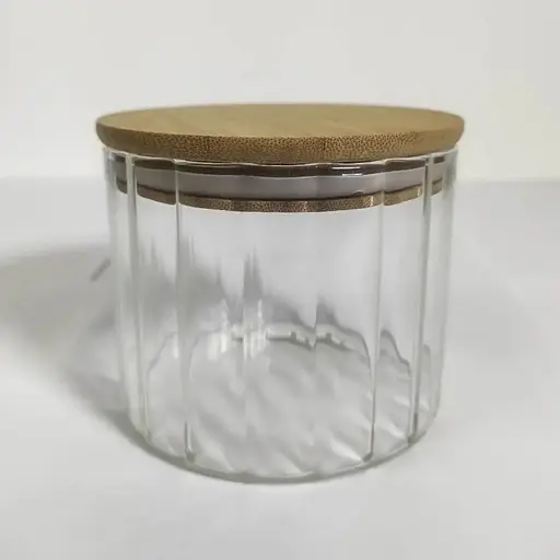 Емкость стеклянная Vittor с деревянной крышкой круглая полосатая 500 мл VT-7605 (135496) - фото 2