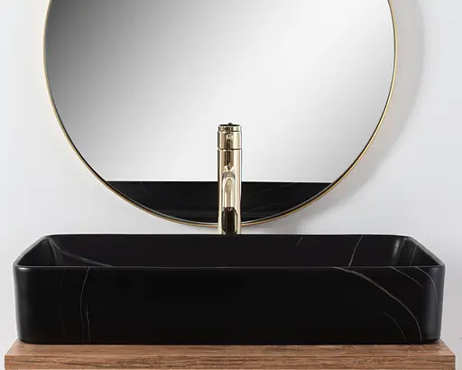 Умивальник Rea Denis black stone matt накладний REA-U6510, Чорний матовий - фото 3