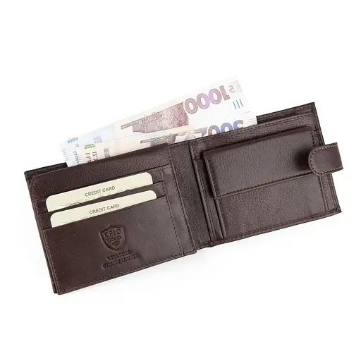 Портмоне чоловіче шкіряне Virginia Conti СВ 819 коричневе з кнопкою - фото 2