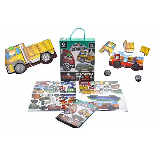 Дитяча магнітна гра "Транспорт" QB600-002, 48 магнітів, 2 основи-машинки - фото 2