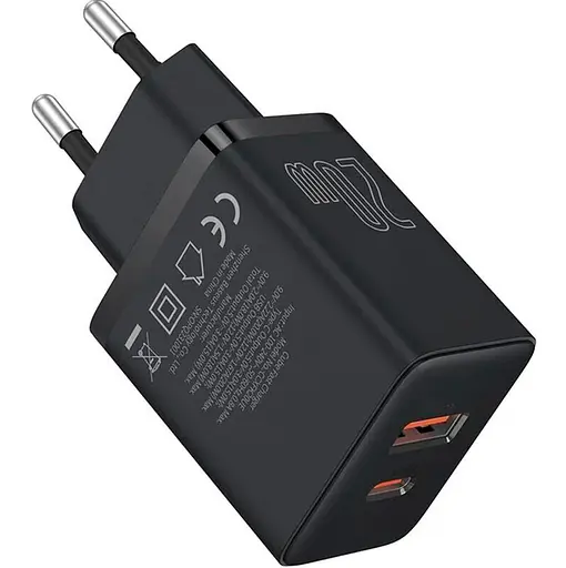Зарядное устройство для Baseus Cube Fast Charger C+U 20 W EU Cluster P10111403113-00 Черный - фото 1