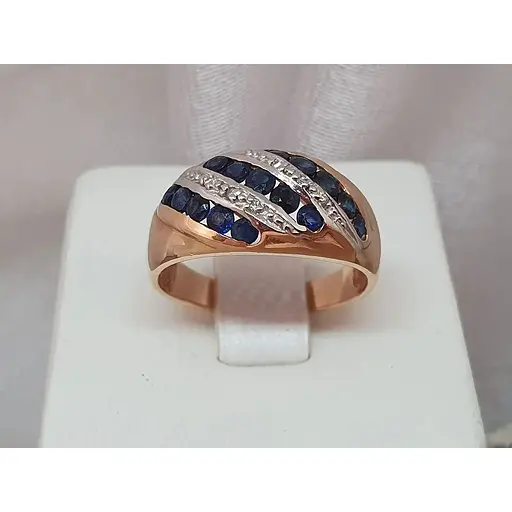 Золотое кольцо с бриллиантами и сапфиром. RS6133K 17 - фото 2