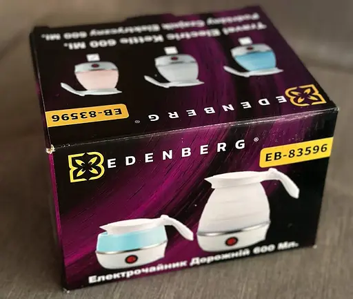 Дорожный складной мини электрочайник 0.6л Edenberg EB-83596 600Вт Белый - фото 5