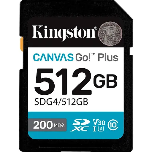 Карта пам'яті SDXC (UHS-1 U3) Kingston Canvas Go! Plus 512Gb class 10 A2 V30 (R200MB/s, W160MB/s) - фото 1