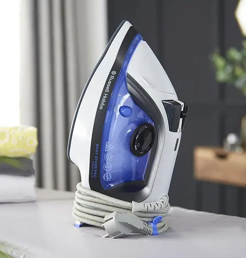 Russell Hobbs Праска Easy Store Pro, 2400Вт, 320мл, паровий удар -180гр, постійна пара - 45гр, зберігання шнура, керам. підошва, біло-синій - фото 2