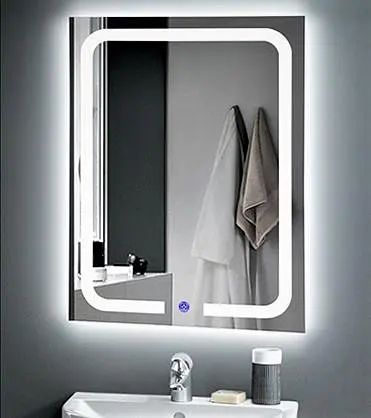 Дзеркало Dusel LED DE-M3001 80x65 см Сенсорне включення + підігрів + годинник / темп, Білий - фото 1