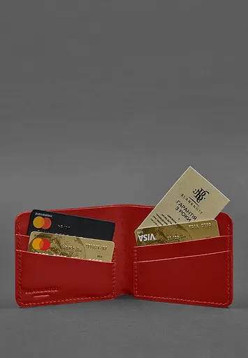 Шкіряне портмоне 4.1 (4 кишені) червоне - фото 3