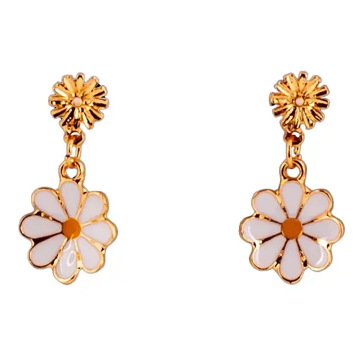 Детские серьги Fashion ромашки T24626 бело-желтый