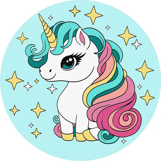 Набір для розпису по номерах 7+. "Маленька одноріжка", діаметр 19 см, КНО-R1042