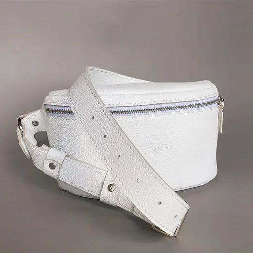 Шкіряна поясна сумка Explorer S біла - фото 3